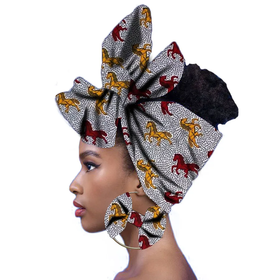 

Women African turban fashion print wax headtie good quality cotton wax