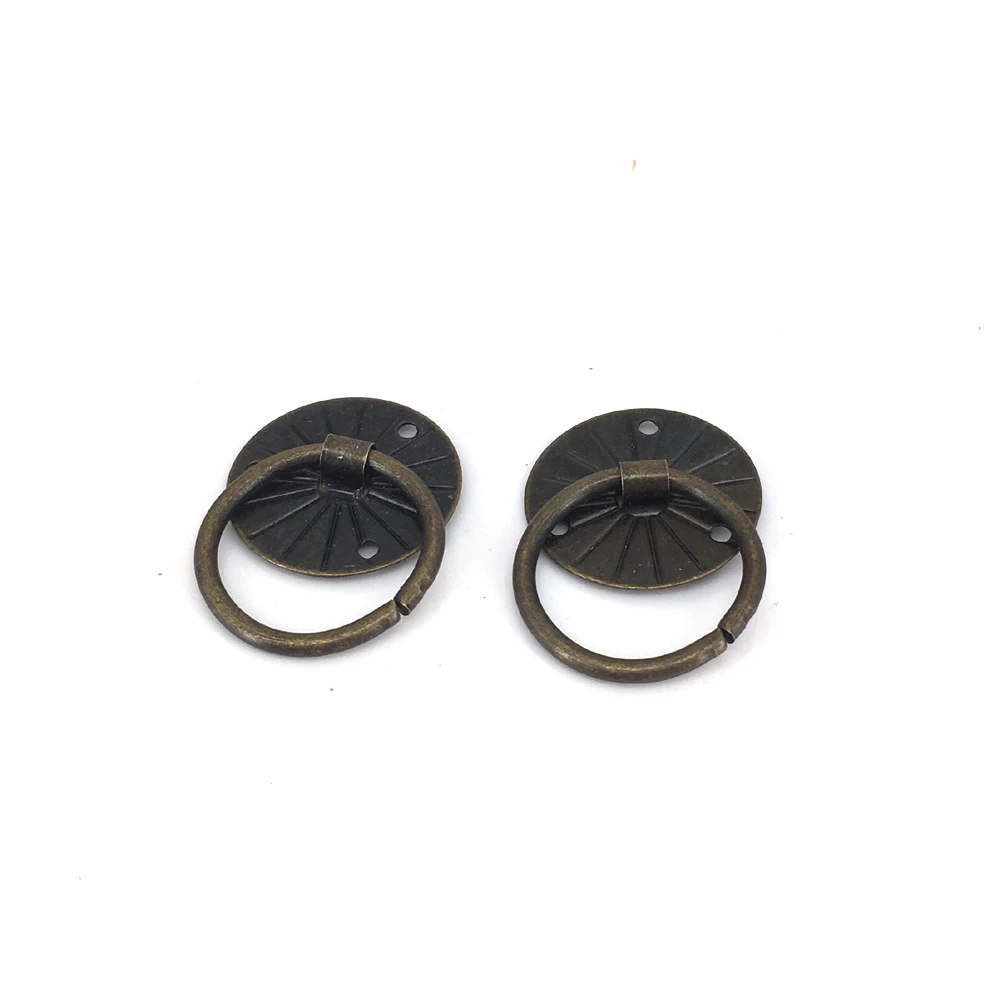 

50PCS 20mm Antique Metal Small Door Pull Handle Ring Knobs Drawer Pull dresser makeup jewelry cases box handle