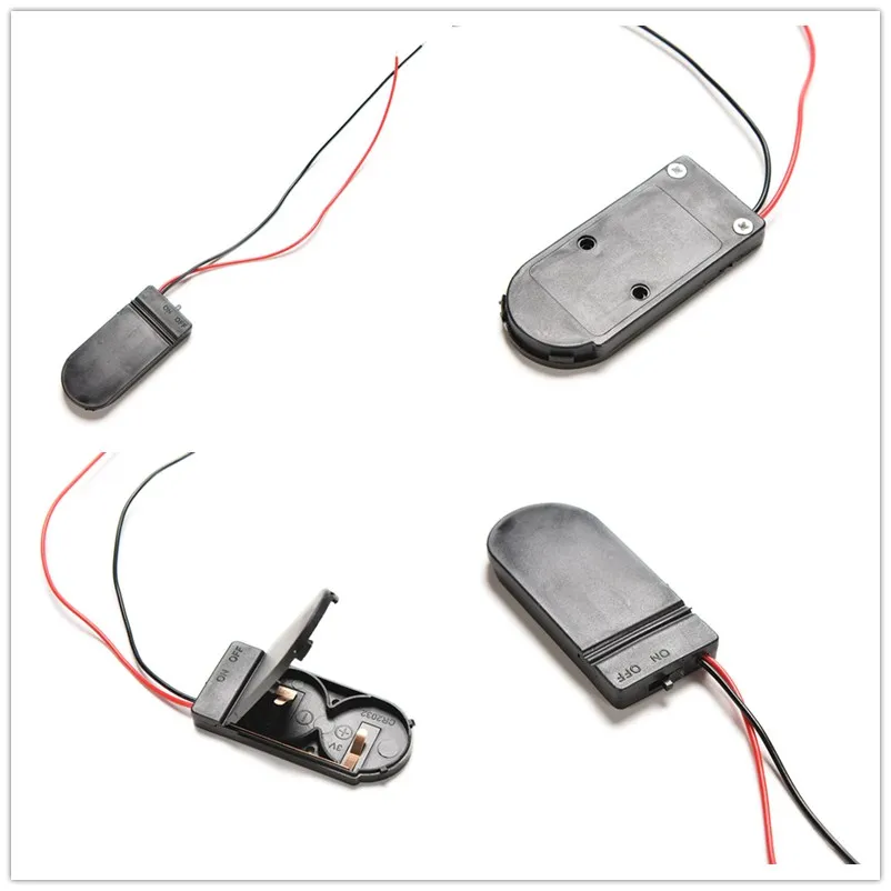 JETTING 5Pcs/Lot Hold 2x CR2032 Button Coin Cell Battery Holder Case Storage Black Box 6V Wire Lead ON/OFF Switch | Электроника