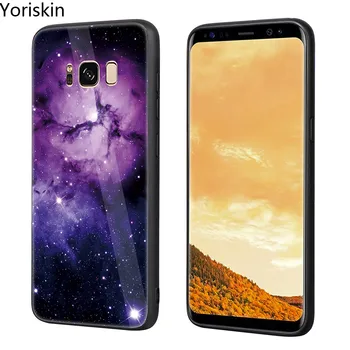 

Premium Space Tempered Glass Phone Cases For Galaxy S8 Luxury Soft TPU Silicone Bumper Back Case For Samsung Galaxy S8 Plus