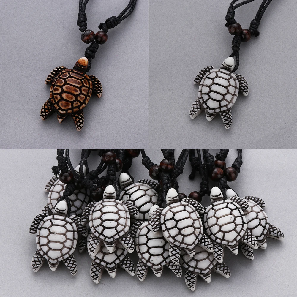 

1pc Tribal Imitation Yak Bone White Brown Carved Turtle Whale Mermaid Tail Pattern Charms Pendants Necklace Amulet Pendant Gift