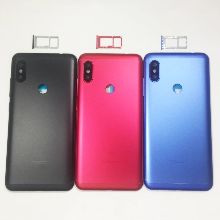

100% Original For Xiaomi Redmi Note 6 Pro Back Cover Housing Rear Battery Door Side Key Replacement Parts + SIM card tray