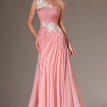 Розовые вечерние платья Русалка одно плечо шифоновые аппликационные кружева размера плюс длинное вечернее платье Выпускные платья Robe De Soiree