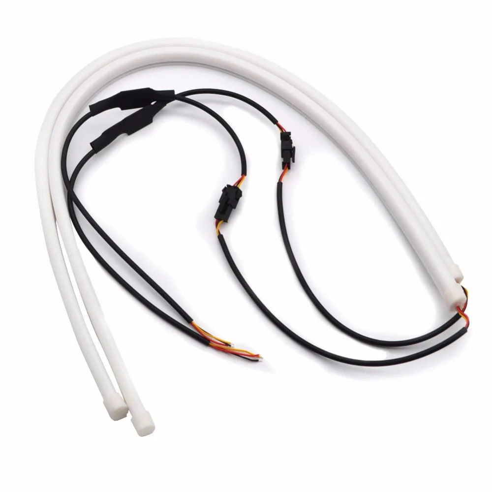 

1 pair 60CM LED Flexible DRL Strip LED Daytime Running Light With Turn Signal LED Tube Light White Yellow Switchback DRL light