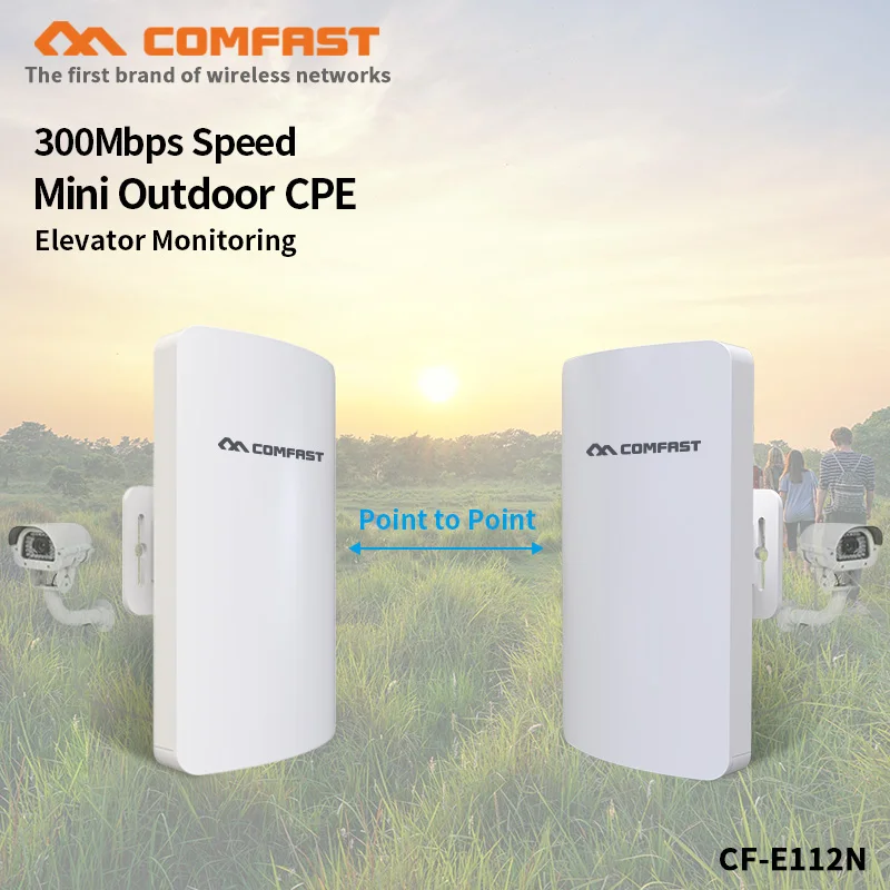 

2Pcs 1-2km Long Range 2.4Ghz 300Mbps IP camera wireless CPE Bridge CF-E112N Wifi Repeater 11dBi Antenna access point Nanostation