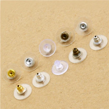 

100 pcs Silicon Gold Silver Rhodium Antique Bronze Stud Earring Back Stoppers Ear Post Nuts Jewelry Findings Components