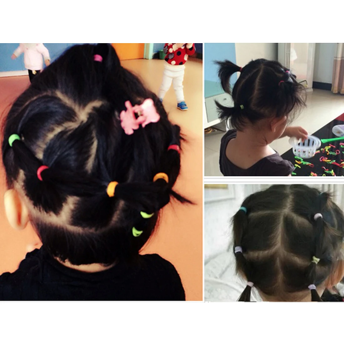 Mini Elastics Hair Bands 400pcs/lot Mix Color Hair Ring Ropes Ponytail One-Off Braiding Hair Accessories for Girls