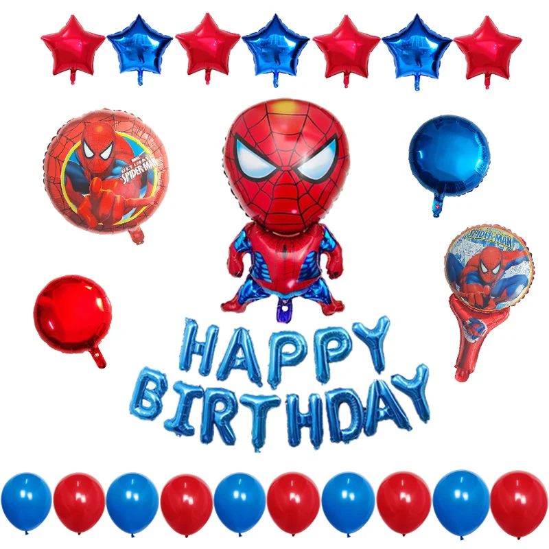 

35pcs/lot Super Hero Balloons Spiderman Foil Balloon For Children Birthday Party Baby Shower Party Balloons Decoration Supplies