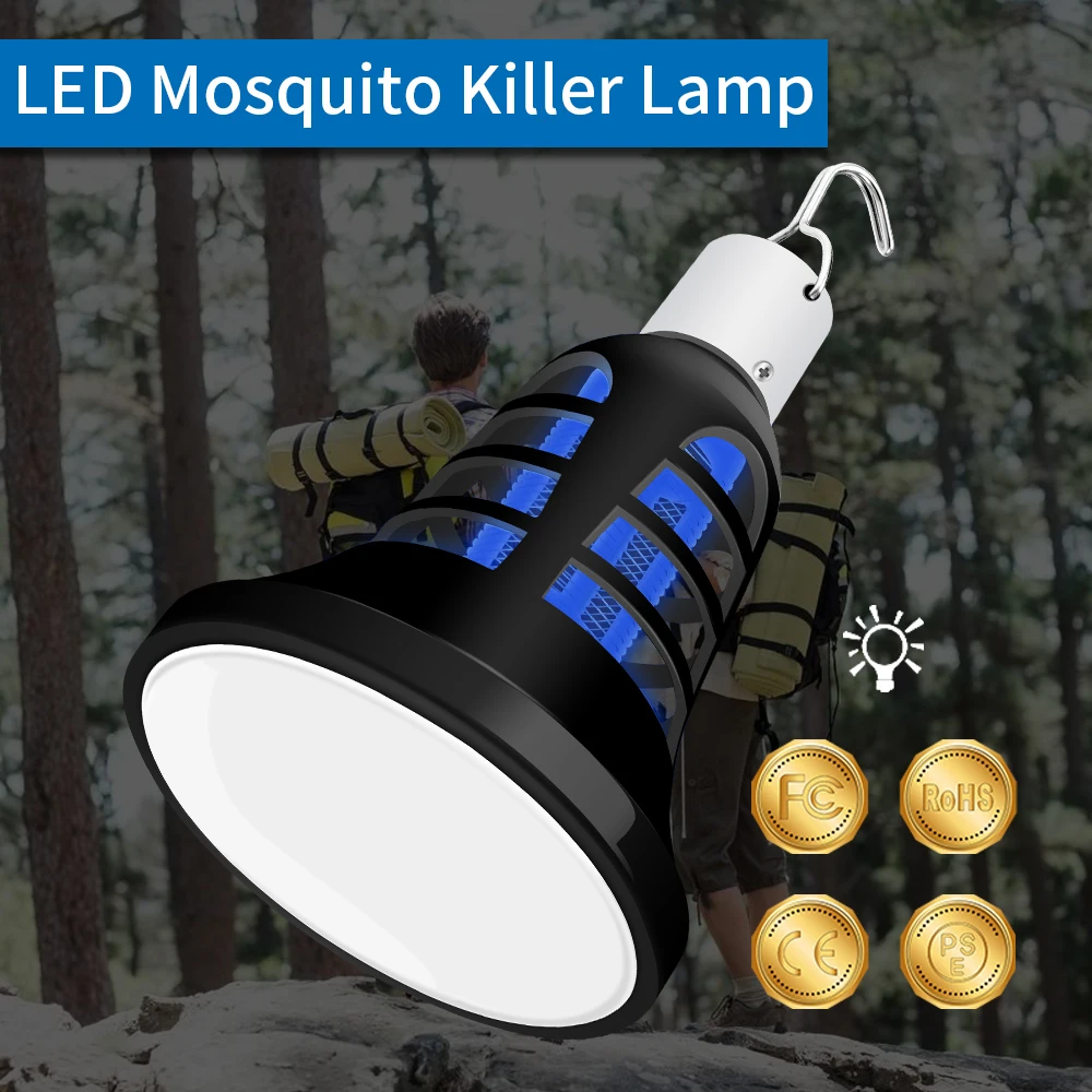 

2PCS Mosquito Killer Lamp E27 LED Elektrik Trap Bulb 220V Bug Zapper LED Light Anti Mosquito Killing 5V Outdoor Lighting 2 In 1