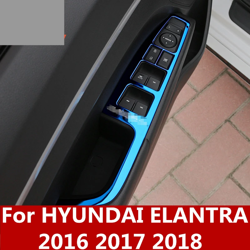 Для hyundai Elantra Внутренняя дверь, окно, кнопка подъема, переключатель, панель, крышка, отделка, аксессуары из нержавеющей стали