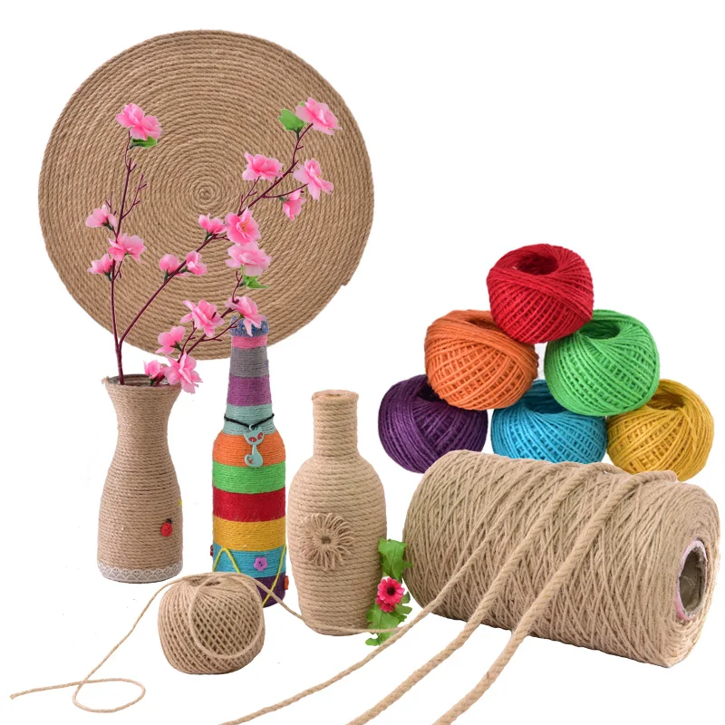 

25M/Roll 2mm Natural Burlap Hessian Jute Twine Cord Tag Hemp Rope Gift Wrapping Cords Wedding Home Woven Decorative Rope