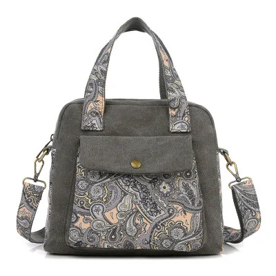 

2018 New Retro Canvas Flower Handbag Ladies Messenger Handbag Fashion Shoulder Messenger Bag