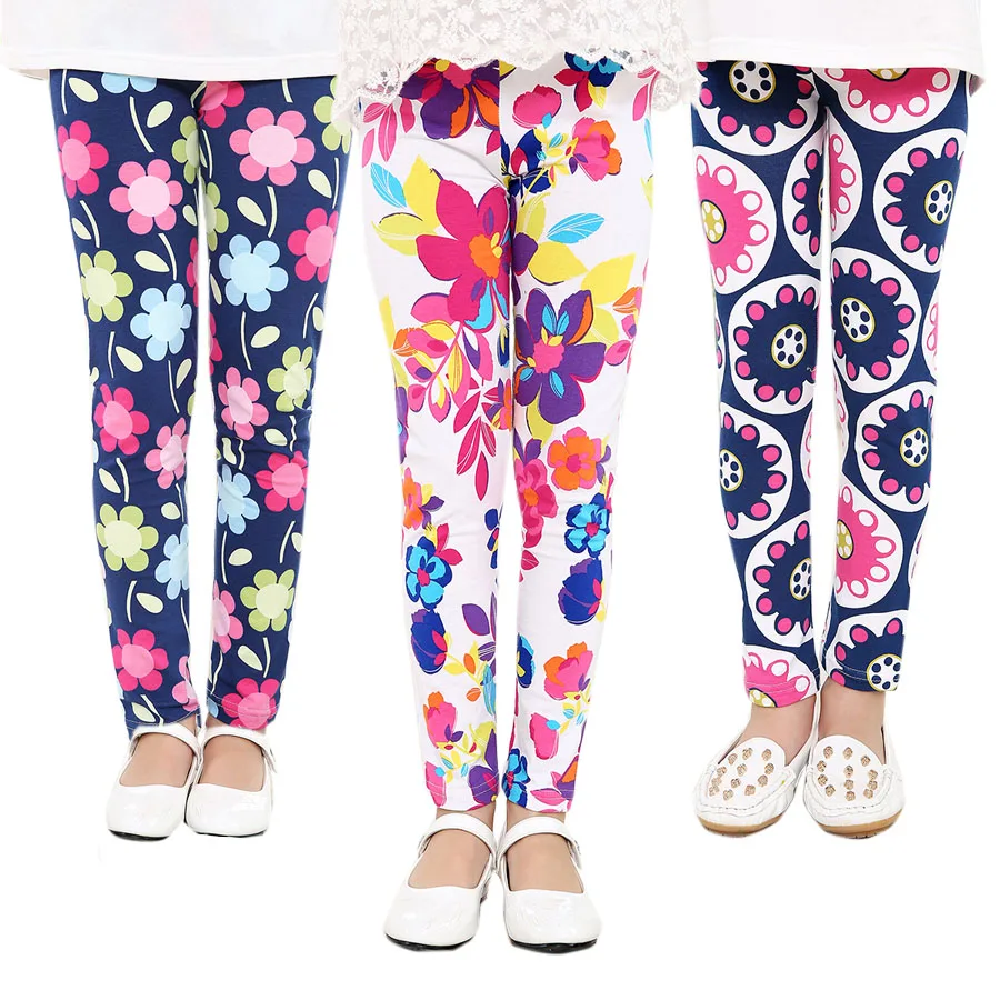 Miúdos Das Crianças do bebê impressão Flor Leggings meninas calças legging Meninas Da Criança Clássico 2-14Ybaby menina leggings