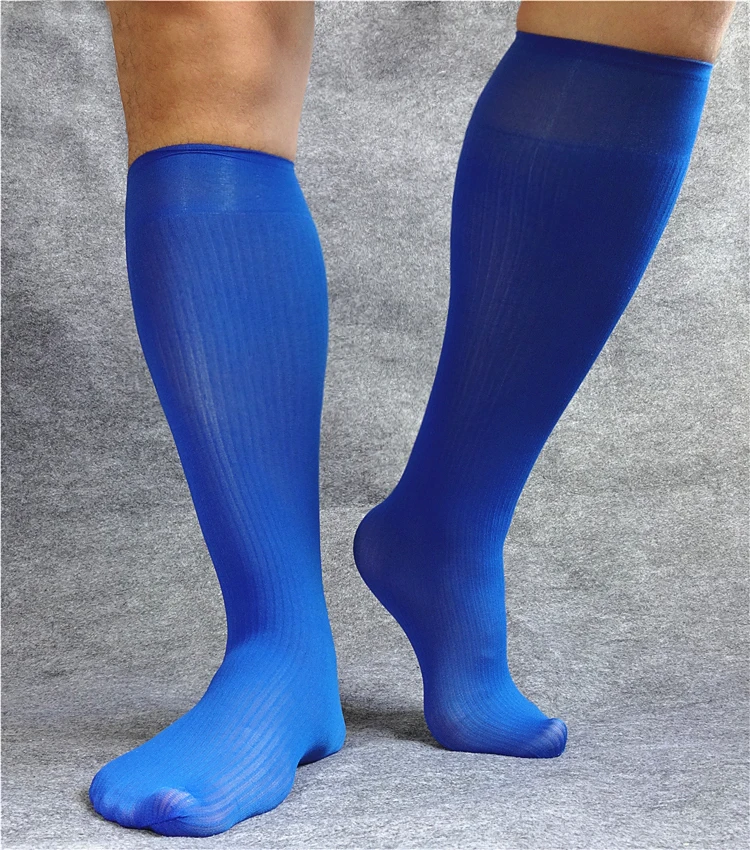 

new treasure blue cylinder high elastic nylon suits business silk stockings Europe and the United States tide men socks