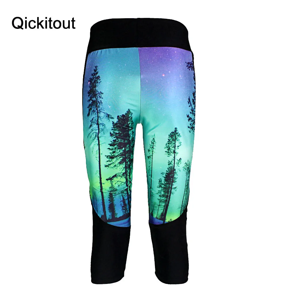 Модные популярные женские 7 точечные штаны, сексуальные женские красивые лесные деревья, цифровой принт, женские штаны с высокой талией и боковыми карманами для телефона