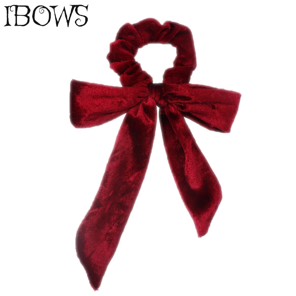 

Lovely Long Bow-knot Hair Scrunchies Girls Winter Velvet Elastic Hair Bands For Women Ponytail Holder Fashion Hair Rope Headwear