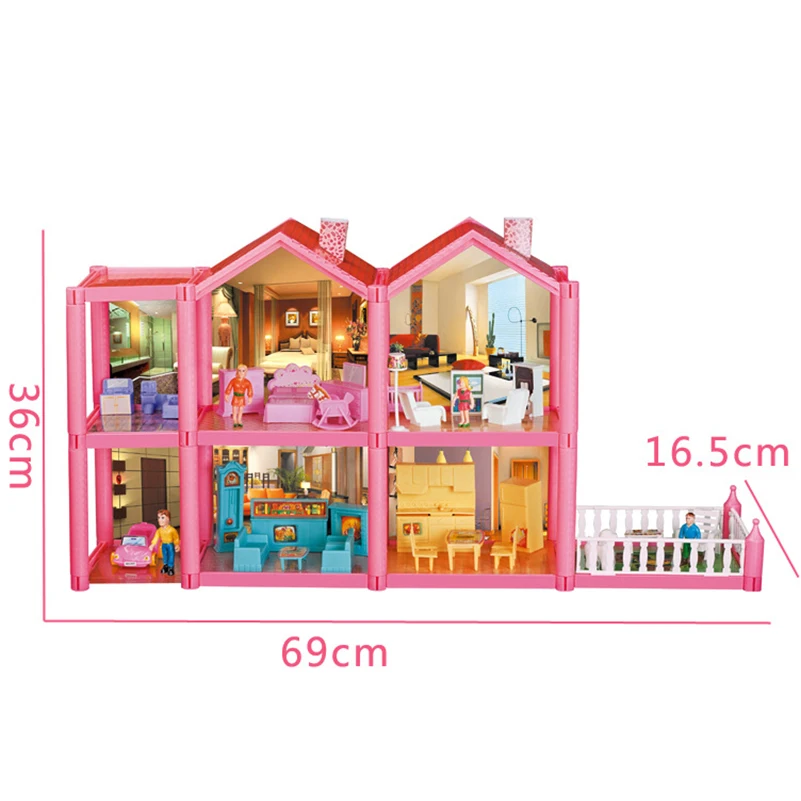 69*16,5*36 см № 955 DIY семейный Кукольный дом игрушка кукольный домик аксессуары с миниатюрной мебели гаражные Игрушки для девочек Подарки