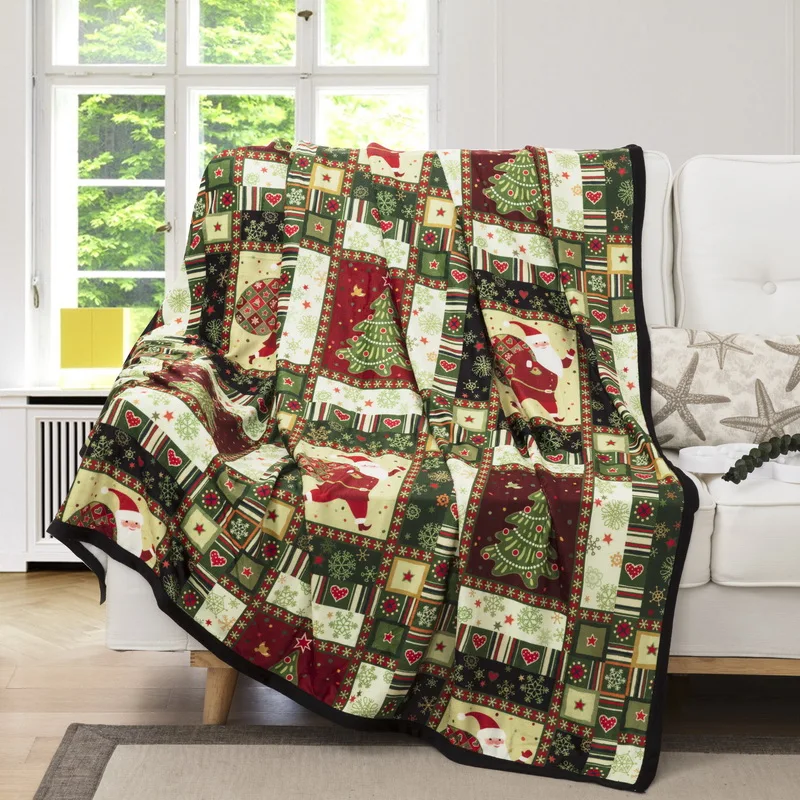 Christmas Blanket on Beds Velvet Plush Throw Blanket for Kids adults