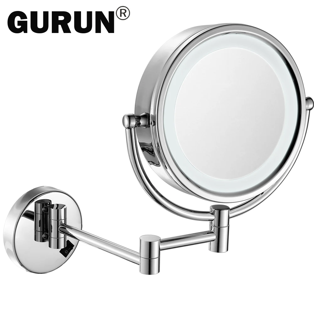 8.5 Inch led Lighted Wall Mount Makeup Mirrors with 10x Magnification