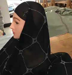 Полный Камень шарф блестящий шифон wrap Хиджаб 170*70 см вечерние шарф хиджаб шаль мода