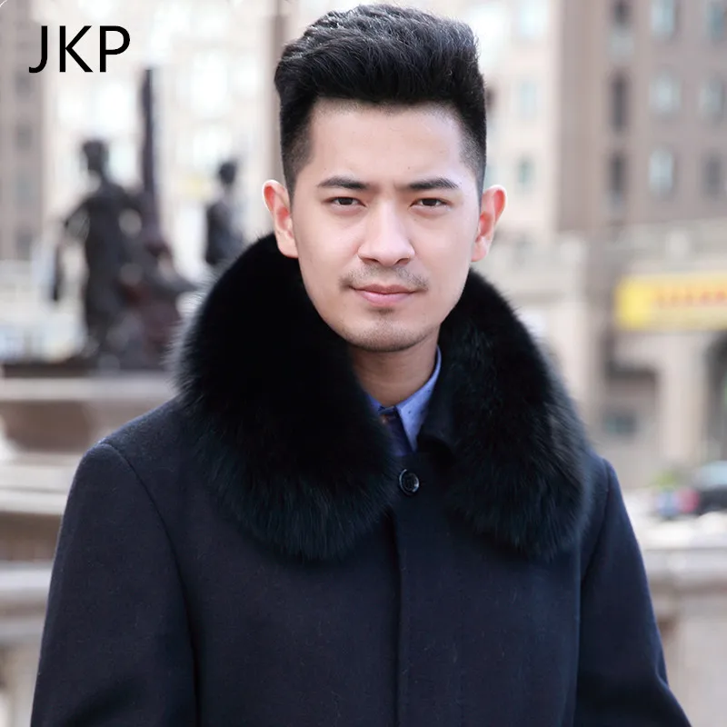 2019 winter new men's wild real big fox fur square collar collar real hair warm big fur collar