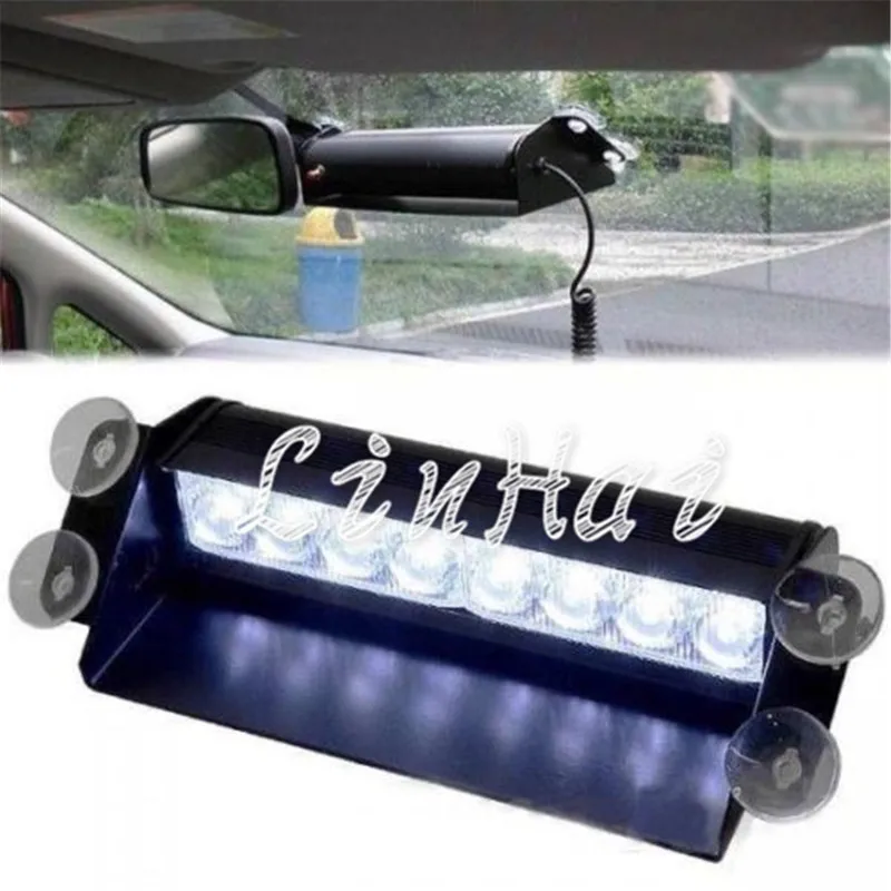8 LED CAR AUTO VEHICLE WINDSHIELD DASHBOARD EMERGENCY STROBE LIGHT LAMP WHITElamplight