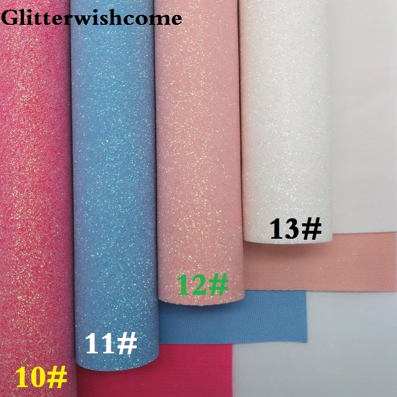 Glitterwishcome 30X134 см мини ролл синтетическая кожа, Fluo мелкие блестки кожа с лайкрой бэк винил для Луки, GM053