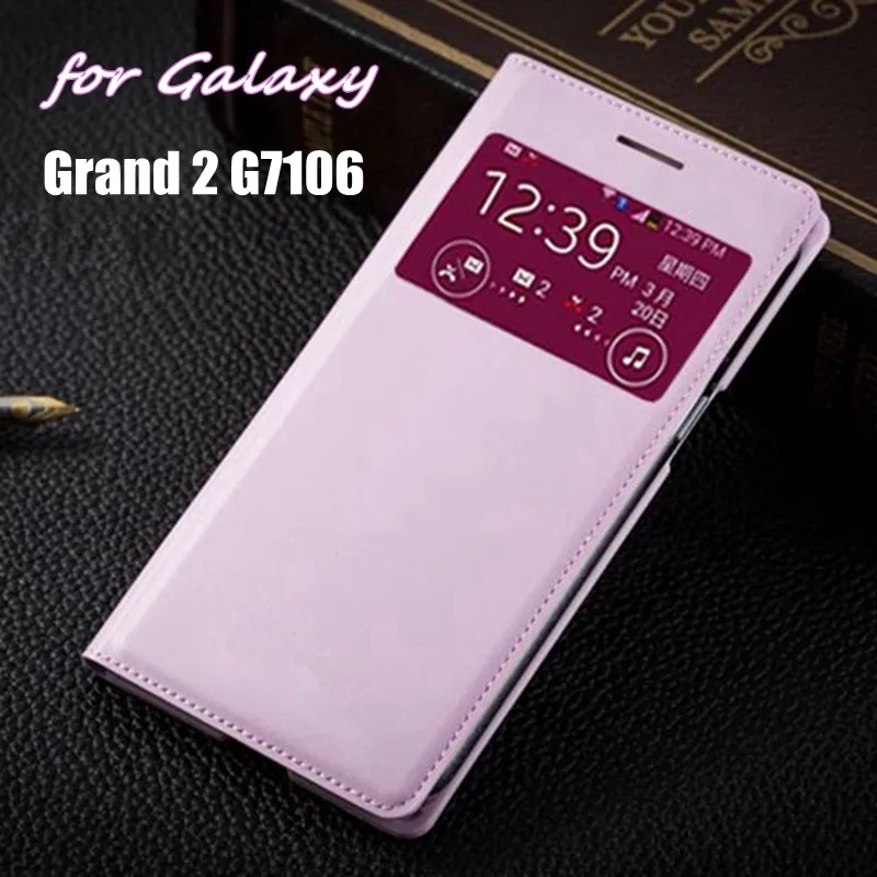 

Smart View Shell Shockproof Holster Leather Flip Cover Magnet Battery Housing Case For Samsung Galaxy Grand 2 G7102 G7105 G7106