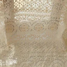 Кремовая вышитая органза кружевная ткань, ретро цветочное кружево, хлопковая вышитая кружевная ткань, кружевная занавеска