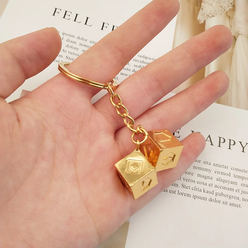 

Gold Color Han Solo Lucky Dice Keychains Han Solo Lucky Dice Keychain Sleutelhanger Porte Clef Drop Shipping Portachiavi