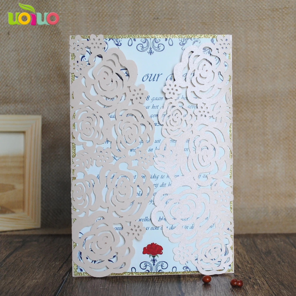 30 laser cut rose flower birthday invitations card meeting party flower party invitations