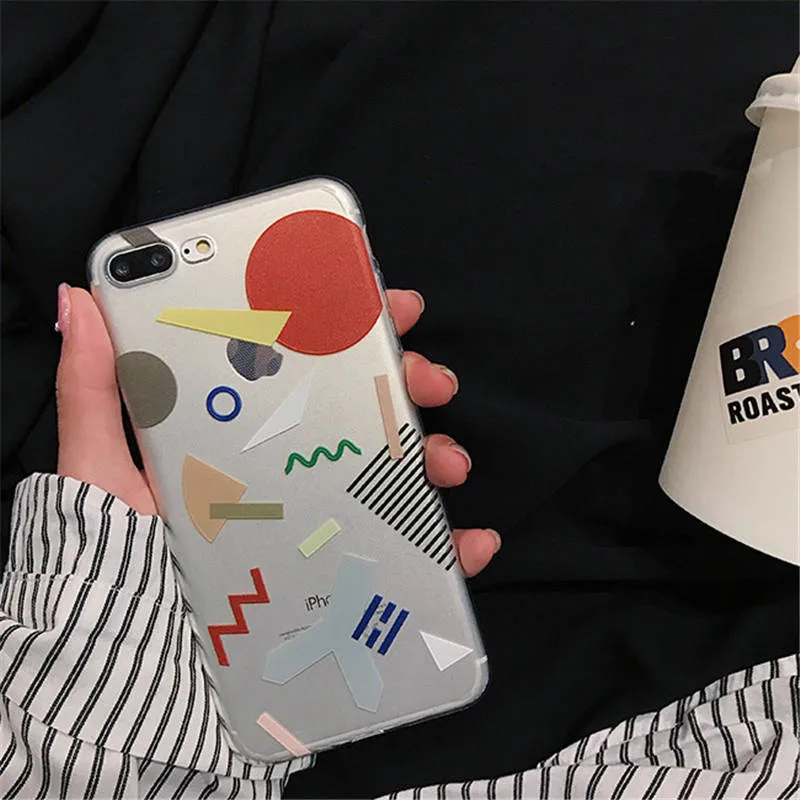

Simple Geometric Soft For Iphone 66S 6P 78 78plus x Xs Xr Xsmax Plastic Drop Protection Sleeve