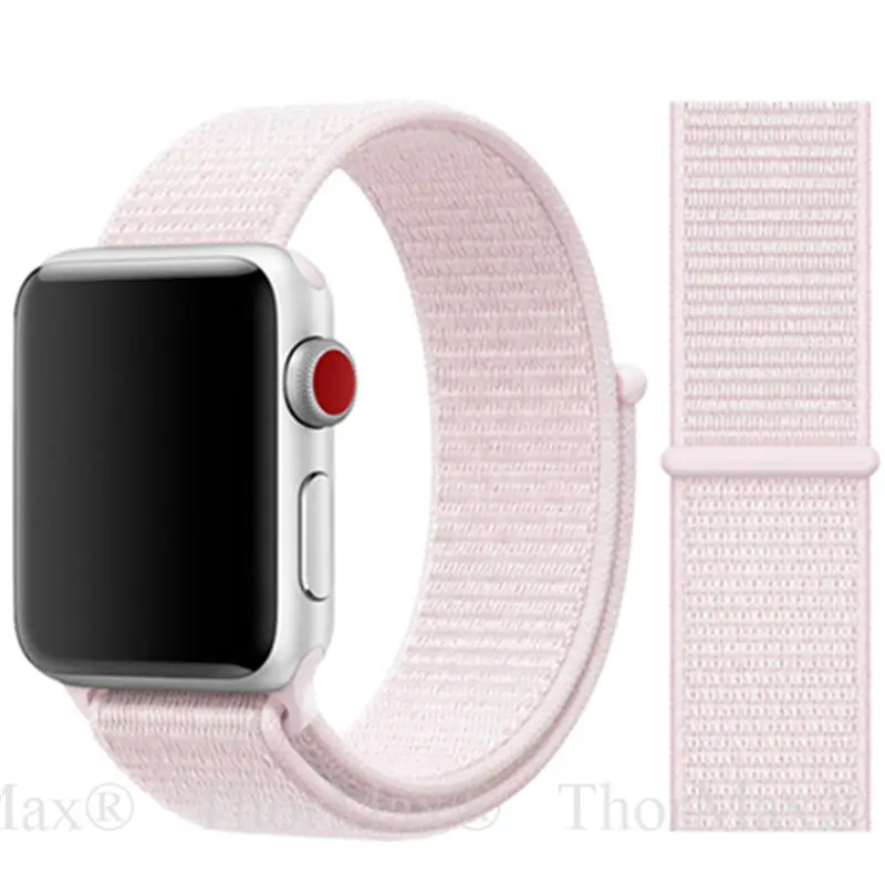 Новое поступление нейлоновый спортивный бесшовный заменитель ремешок для наручных часов Apple Watch Series 5/4/3/2 Легкий из мягкой дышащей ткани с вязанными лямками 38/42/40/44 - Цвет ремешка: 22-Pearl Pink