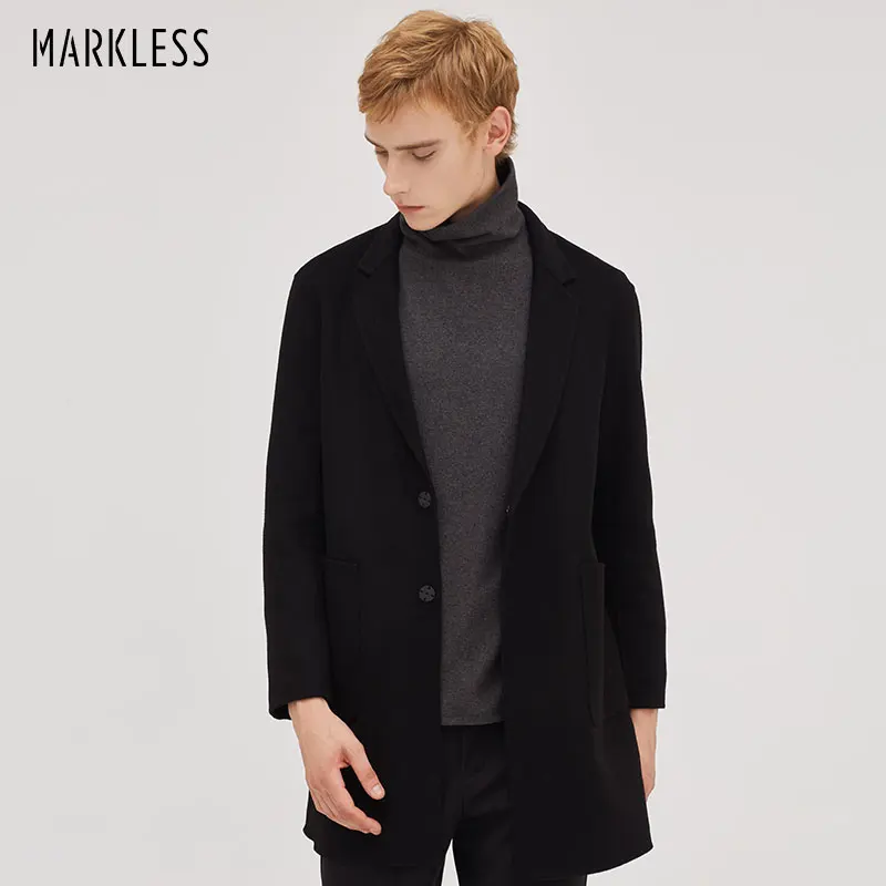 

Markless Medium-long Men's Woolen Jacket and Coat jaqueta masculina 2018 Winter Thick Warm Wool Coat chaqueta hombre WTA8162M