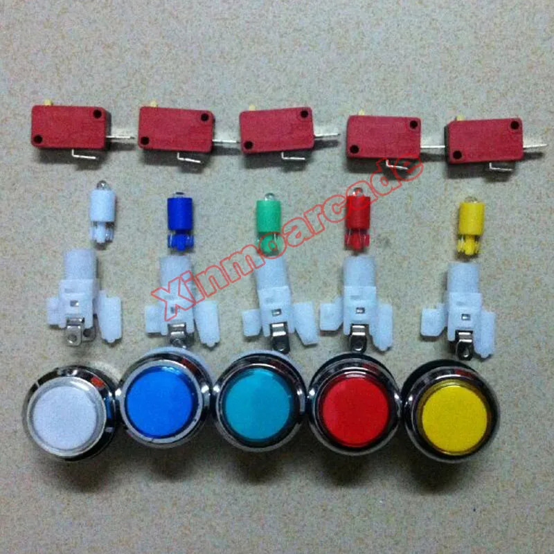 5pcs of Arcade game Chrome Plated 12V illuminated LED Push Button FOR Mulitcade arcade machines