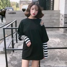 Sexy One Shoulder Women T-shirt Casual Hollow Out Top Tees O-neck Letter Women T-shirt Korean Style Autumn Modern Clothing letter print one shoulder top