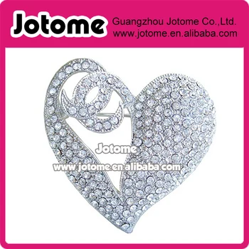 

1.97 inch Wedding Silver-tone Clear Rhinestone Crystal Love Heart Brooch Pin