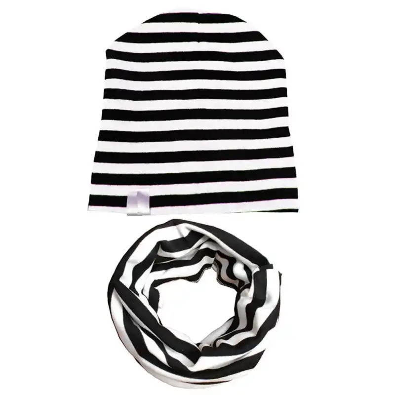 black and white striped baby hat