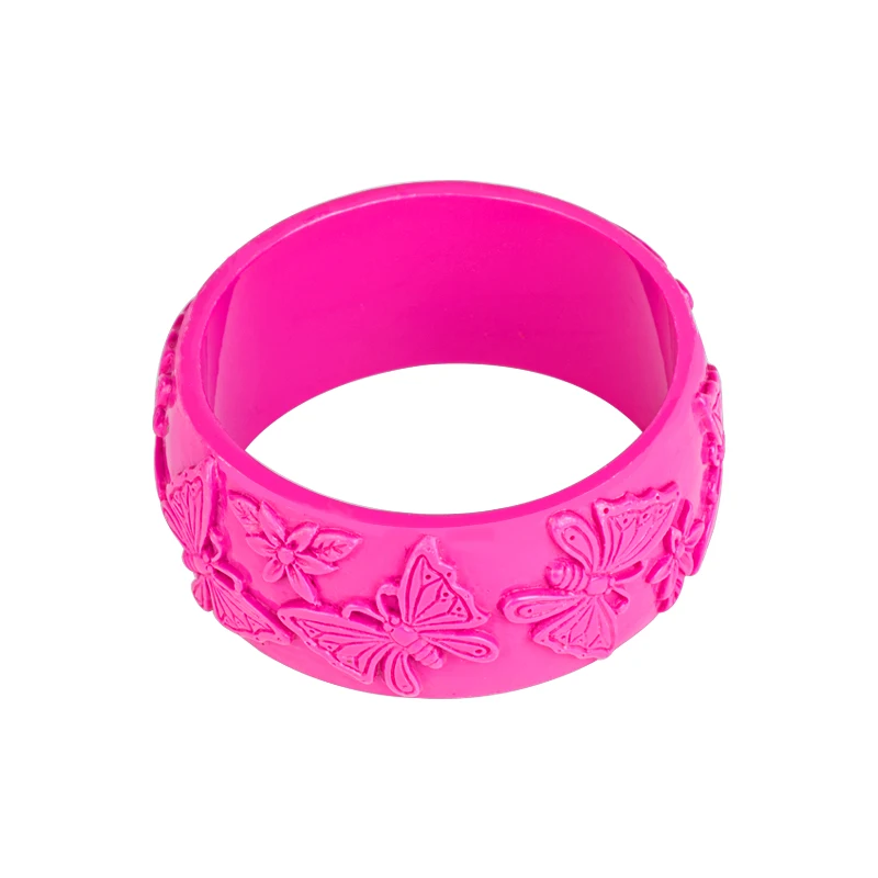 Trendy Resin Cuff Engraved Butterfly Fashion Bracelets Bangles for Women Acrylic Wide Bracelets Female Simple Charm New Jewelry (1)