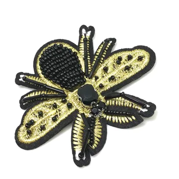 

20pc 8x6cm Beaded Baroque Bee Patch Embroidered Applique Iron On Patches For Clothing Parches Bordados DIY Accessories AC0953