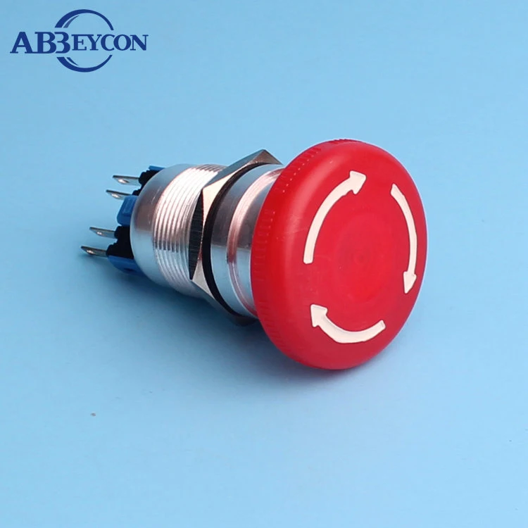 

5pcs/Lot 22mm red mushroom stop small amount 22mm CE ROHS non-illuminated mushroom emergency stop 4pins push button switch