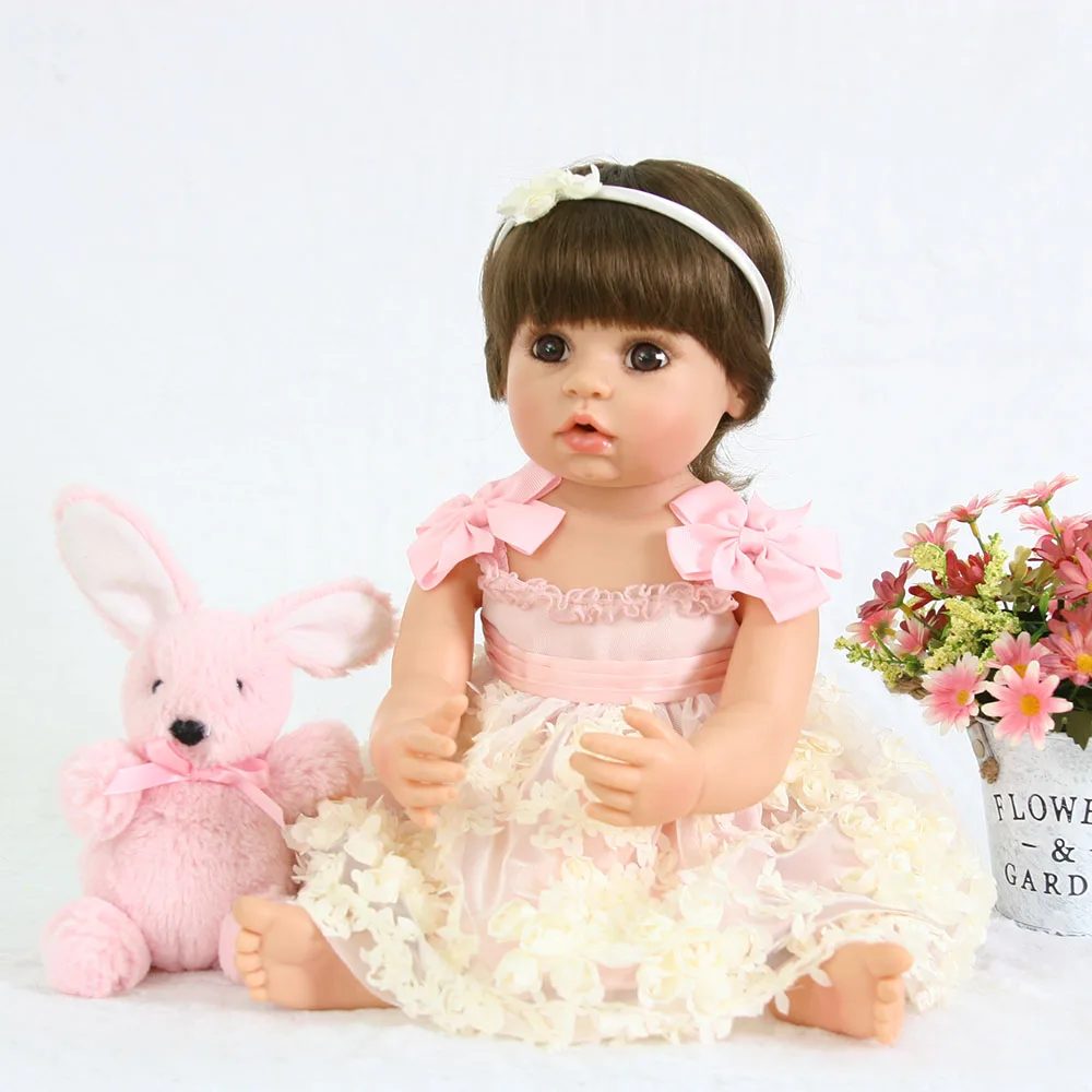 55 см Bebe кукла Возрожденный силикон девушка объятия кролик игрушка Reborn Baby Doll bebe подарок для детей живая принцесса DIY играть hosue игрушка