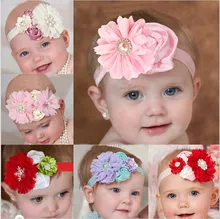

1 Pieces Newborn Cute Baby Pearl Rose Flower Hair Band Chiffon Baby Headband Ribbon Elasticity Hair Accessories HeadwearH088
