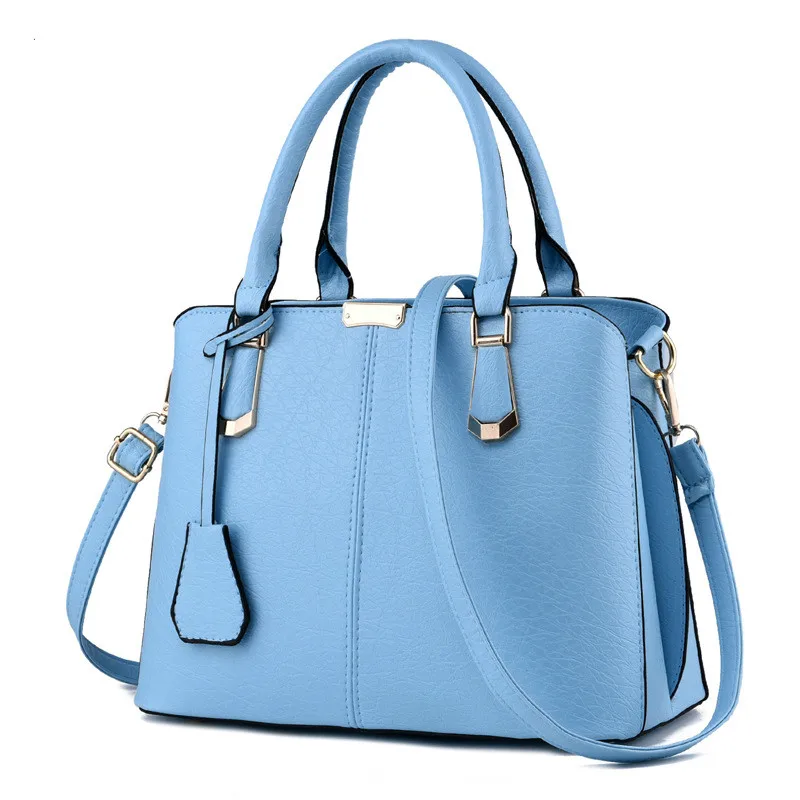 Женские Сумки из искусственной кожи, Женская Большая Сумка-тоут, женские квадратные сумки на плечо, женские сумки, новые модные сумки через плечо - Цвет: Light blue
