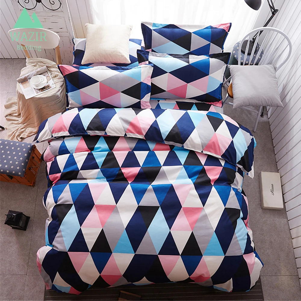 

WAZIR multicolour Geometric Striped Square Series Home Textiles 3/4pcs Bedding Set Quilt Cover Pillowcase Bed Sheet Bedroom