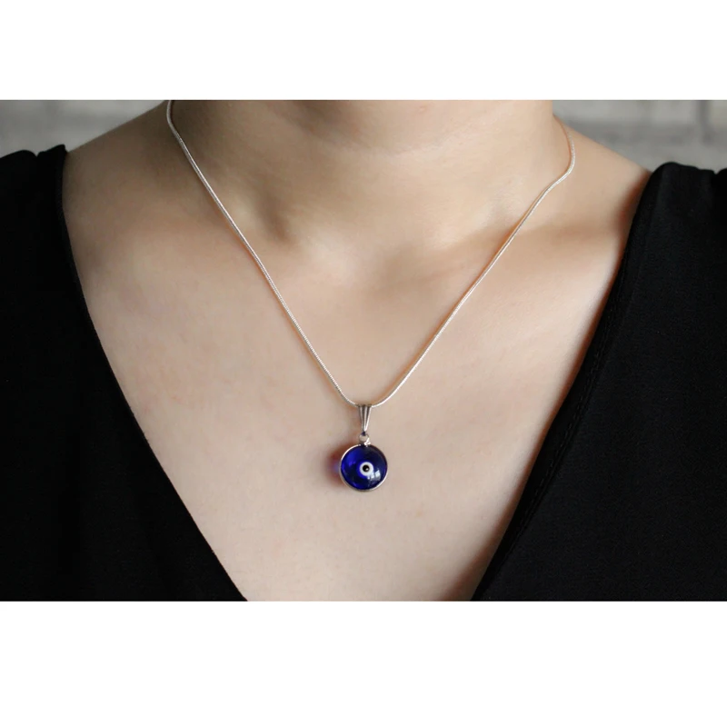 Turkish Evil Blue Eye Necklace Crystal Bead Pendant Women Or Men Nazar