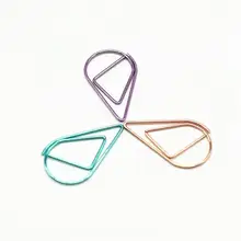 50 pcs Metal Material Drop Shape Paper Clips metal clip Funny Kawaii Bookmark Office Shool Stationery