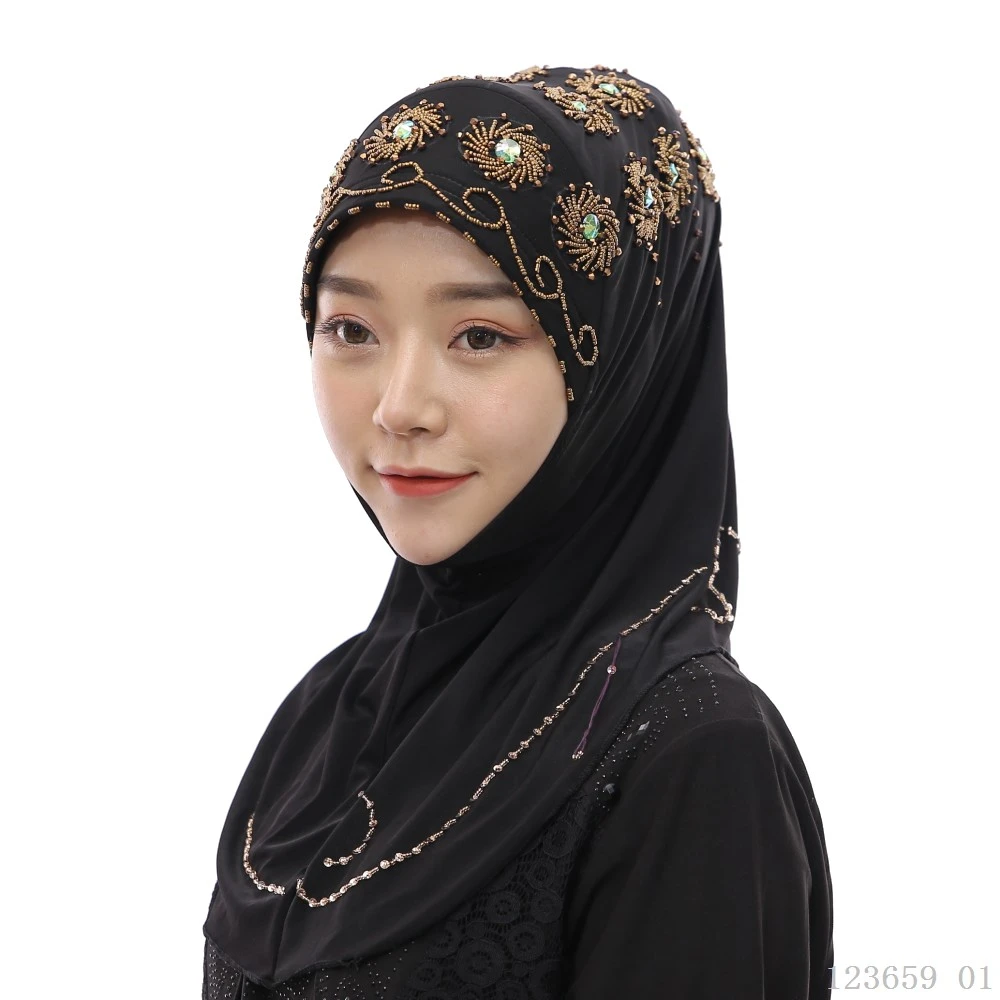 2019 New Turbans For Women Indonesian Muslim Cap Beaded Hooded Malaysian Hijab Women S Headscarf Islam Turbante Abayas For Women Islamic Clothing Aliexpress