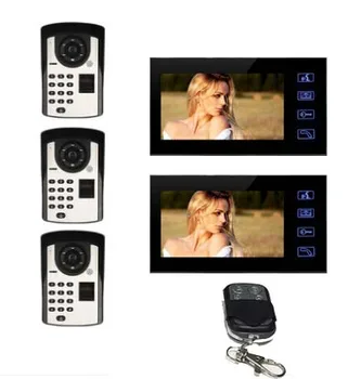

MOUNTAINONE 7" Screen Video Door Phone Doorbell Intercom System+Waterproof Fingerprint Code Keypad Remote Access Door Camera 3V2