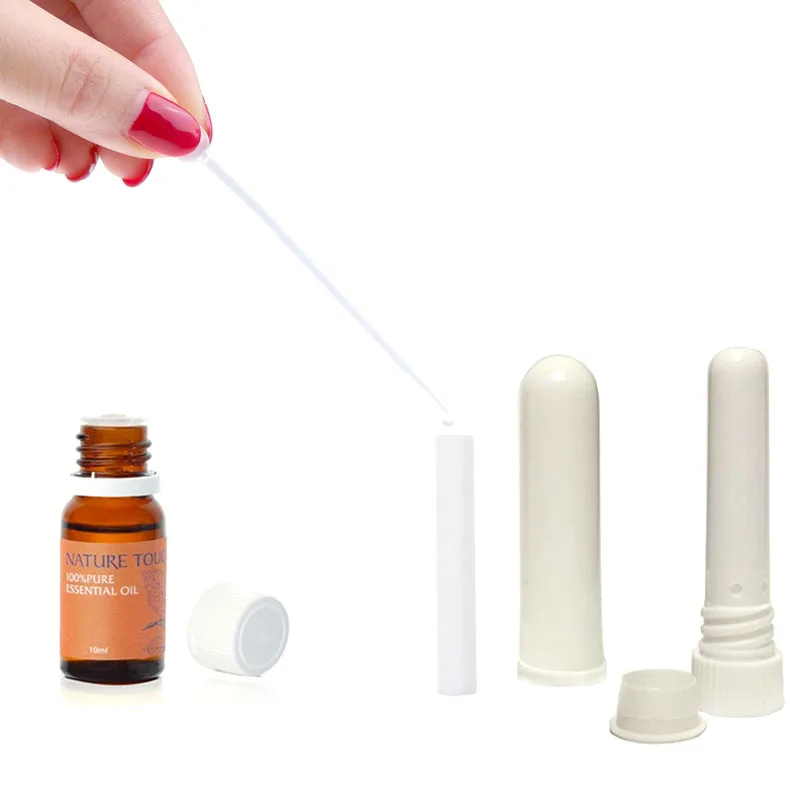 10-Piece Refillable Essential Oil Inhaler Set with Cotton Wicks and Dropper